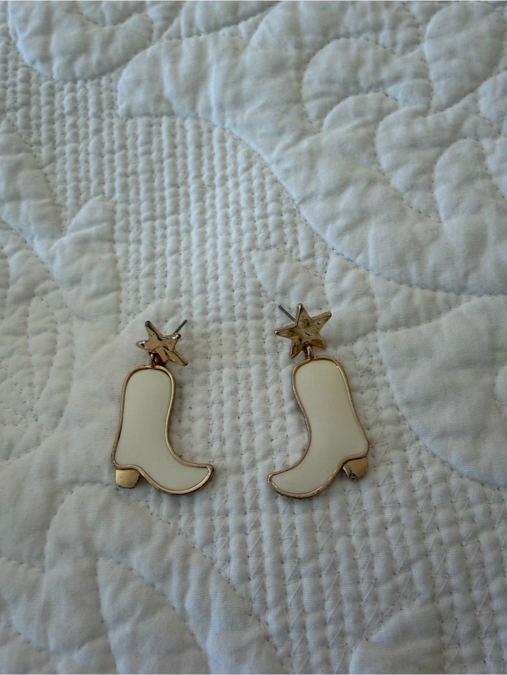 White Cowboy Boot Earrings - Women Accessories